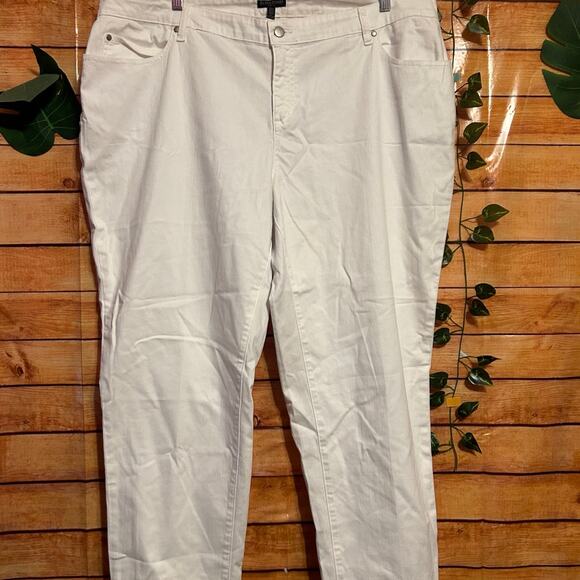 Eileen Fisher Women’s Jeans 22W White Organic Cotton Blend Pants Made USA - Picture 1 of 5
